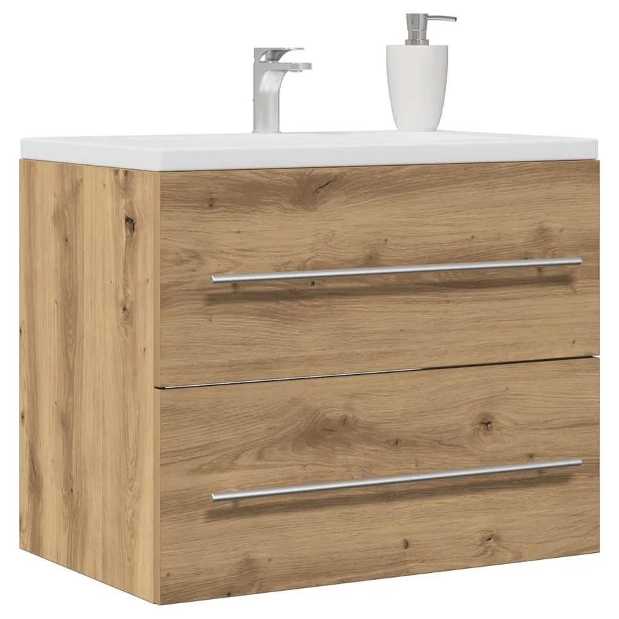 Armoire lavabo de salle de bain chêne artisanal bois ingénierie - 4
