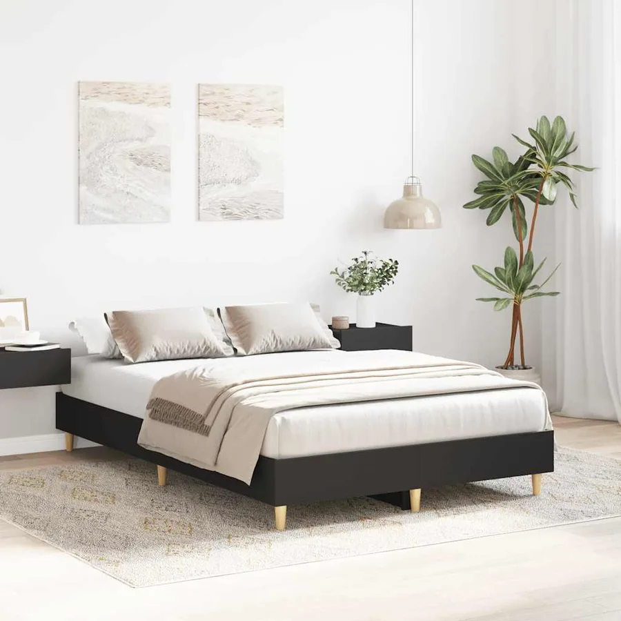 Cadre de lit sans matelas noir 140x190 cm bois d'ingénierie - 3