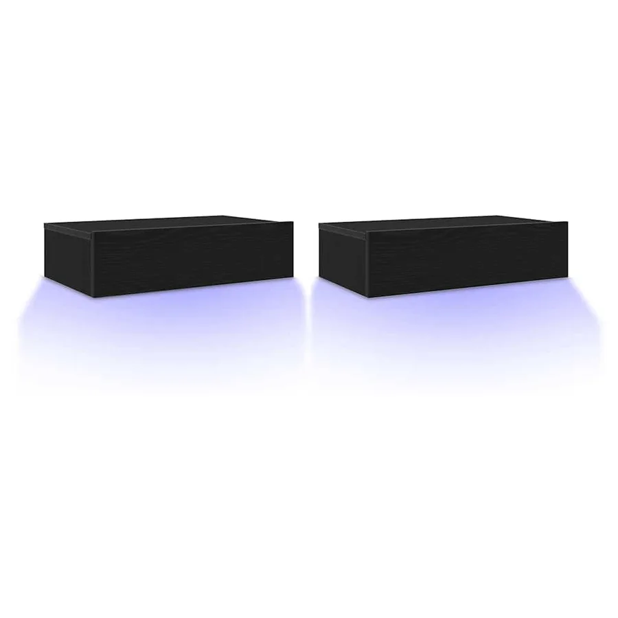 Meubles TV avec éclairage LED 2 pièces Chêne noir 60 x 35 x 15,5 cm - 3