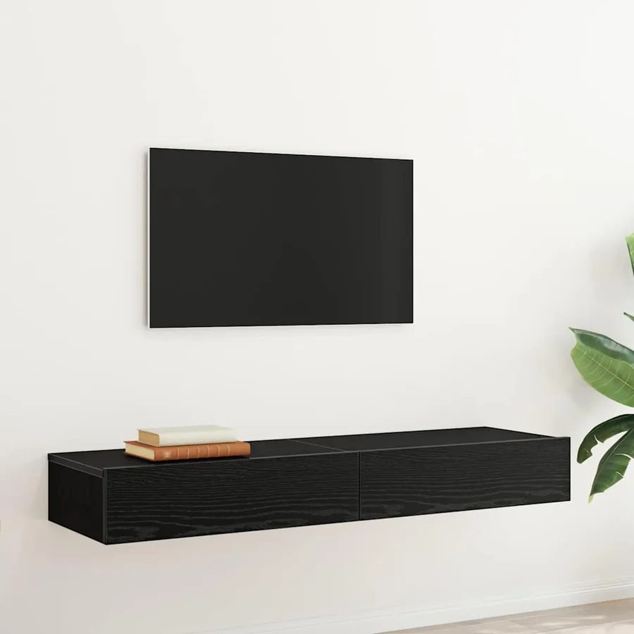 Meubles TV avec éclairage LED 2 pièces Chêne noir 60 x 35 x 15,5 cm - 4