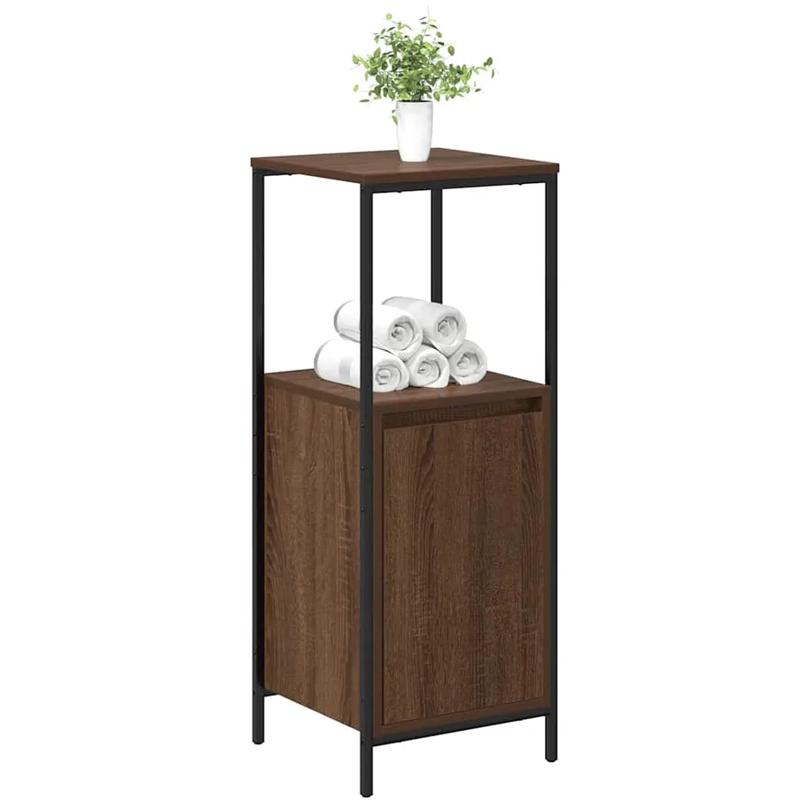 Meuble de salle de bain avec étagères chêne marron 36x35x95 cm - 4