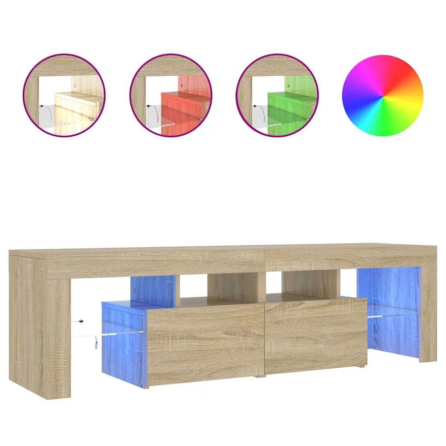 Meuble TV avec lumières LED Chêne sonoma 140x36,5x40 cm - 2