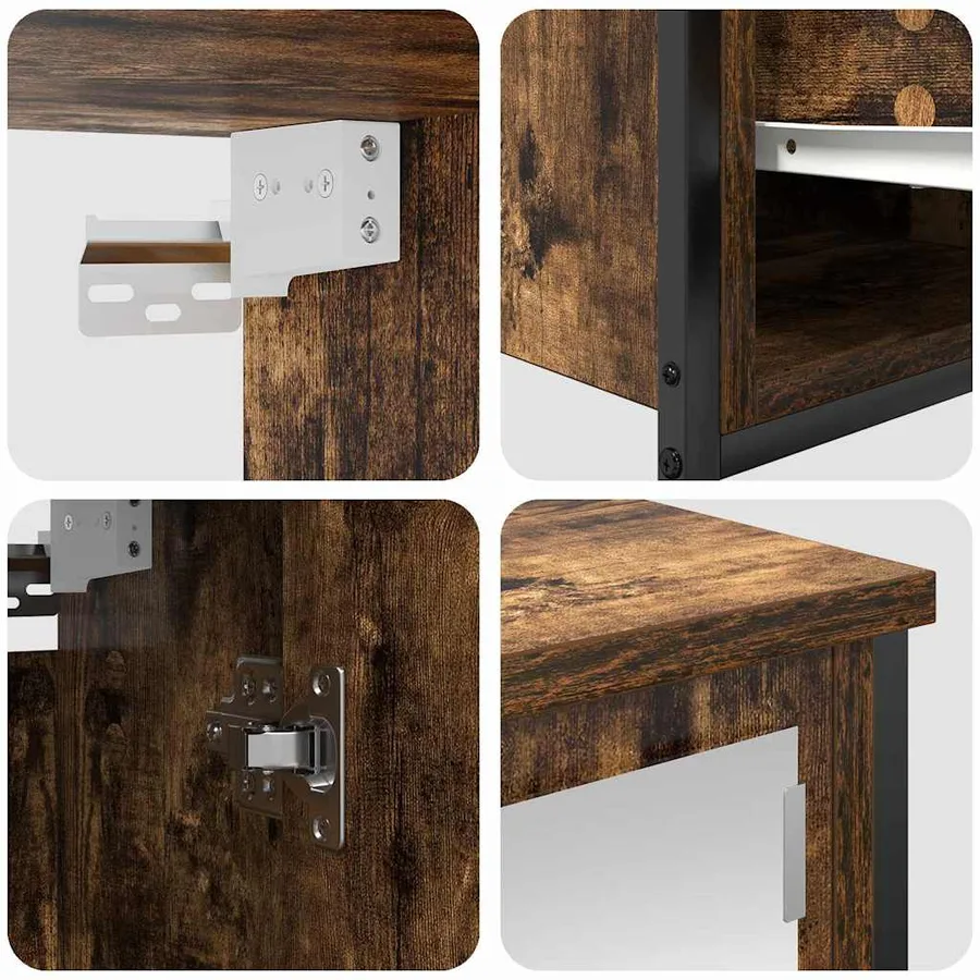 Ensemble de mobilier de salle de bain 5 pcs Chêne fumé et noir - 10