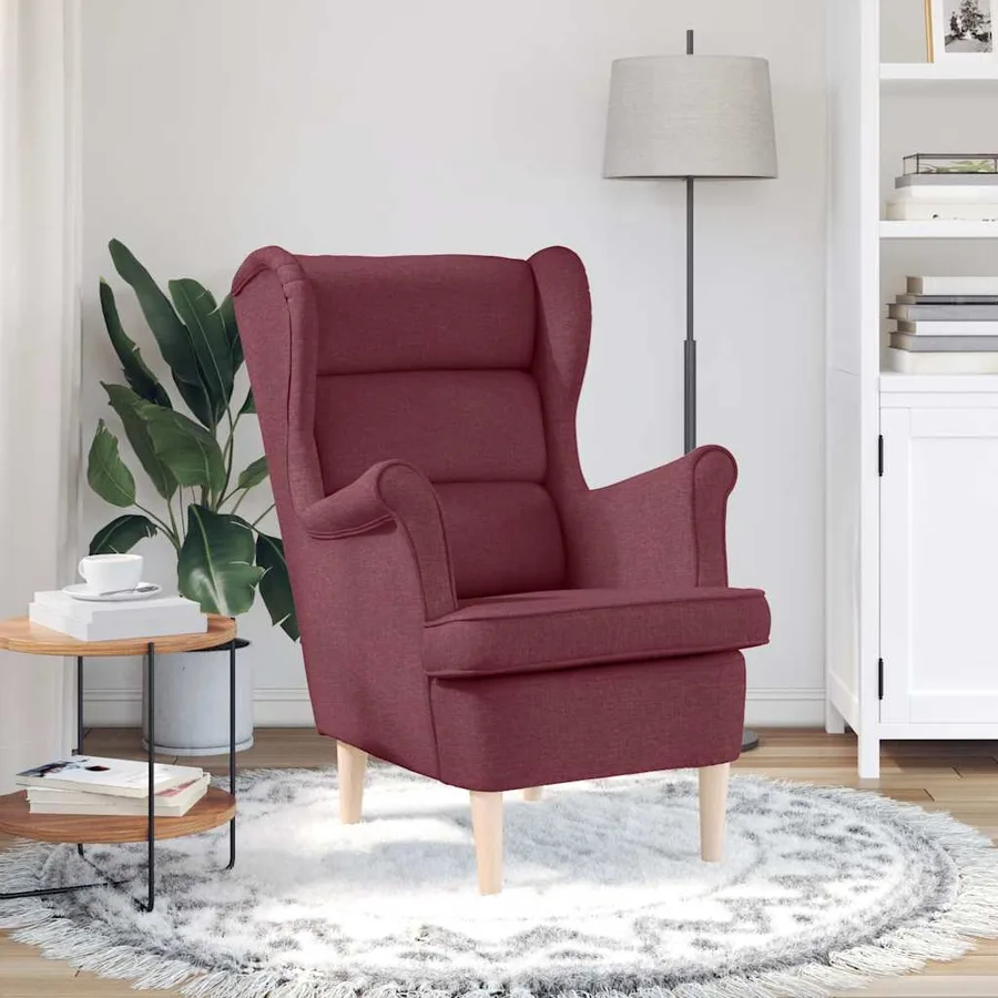 Fauteuil rouge bordeaux 74x84x100 cm tissu - 3