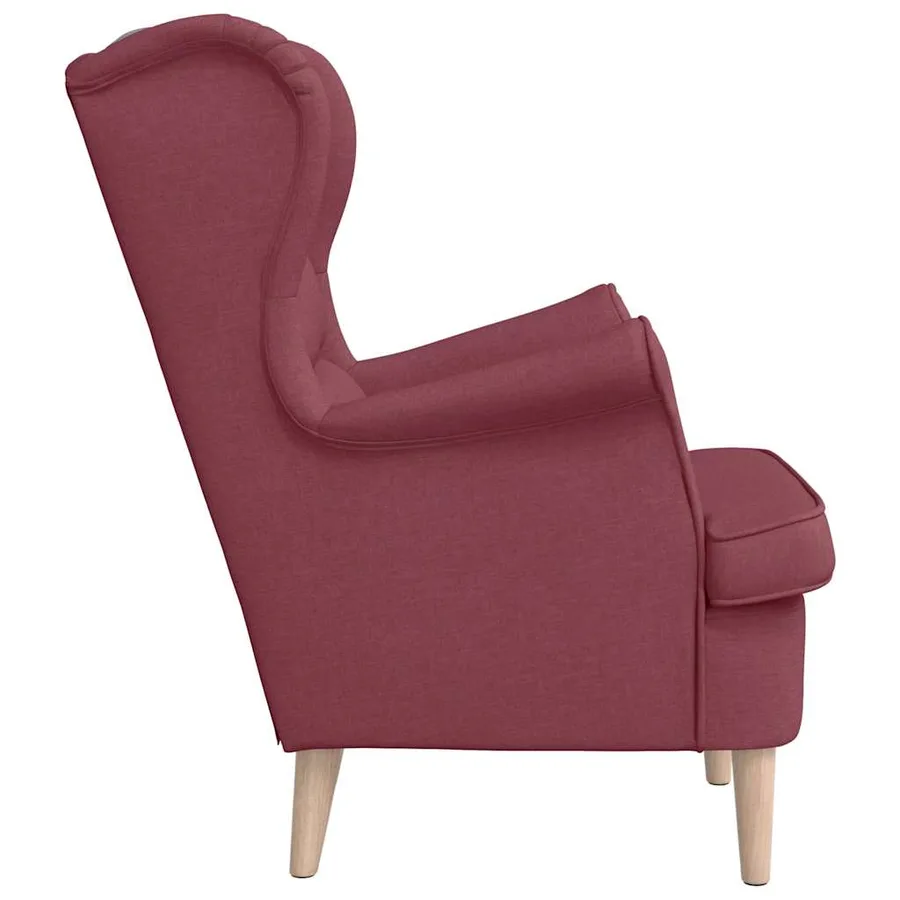 Fauteuil rouge bordeaux 74x84x100 cm tissu - 5