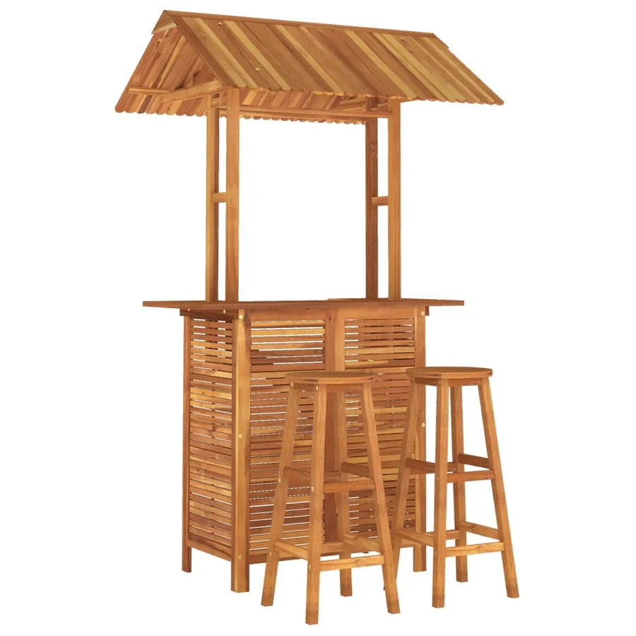 Ensemble de bar de jardin 3 pcs Bois d'acacia solide - 3