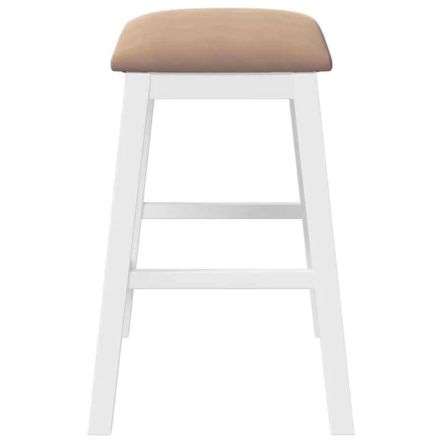 Chaises de bar avec coussins 2 pcs blanc bois massif d'hévéa - 6