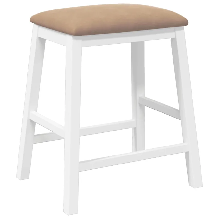 Chaises de bar avec coussins 2 pcs blanc bois massif d'hévéa - 7