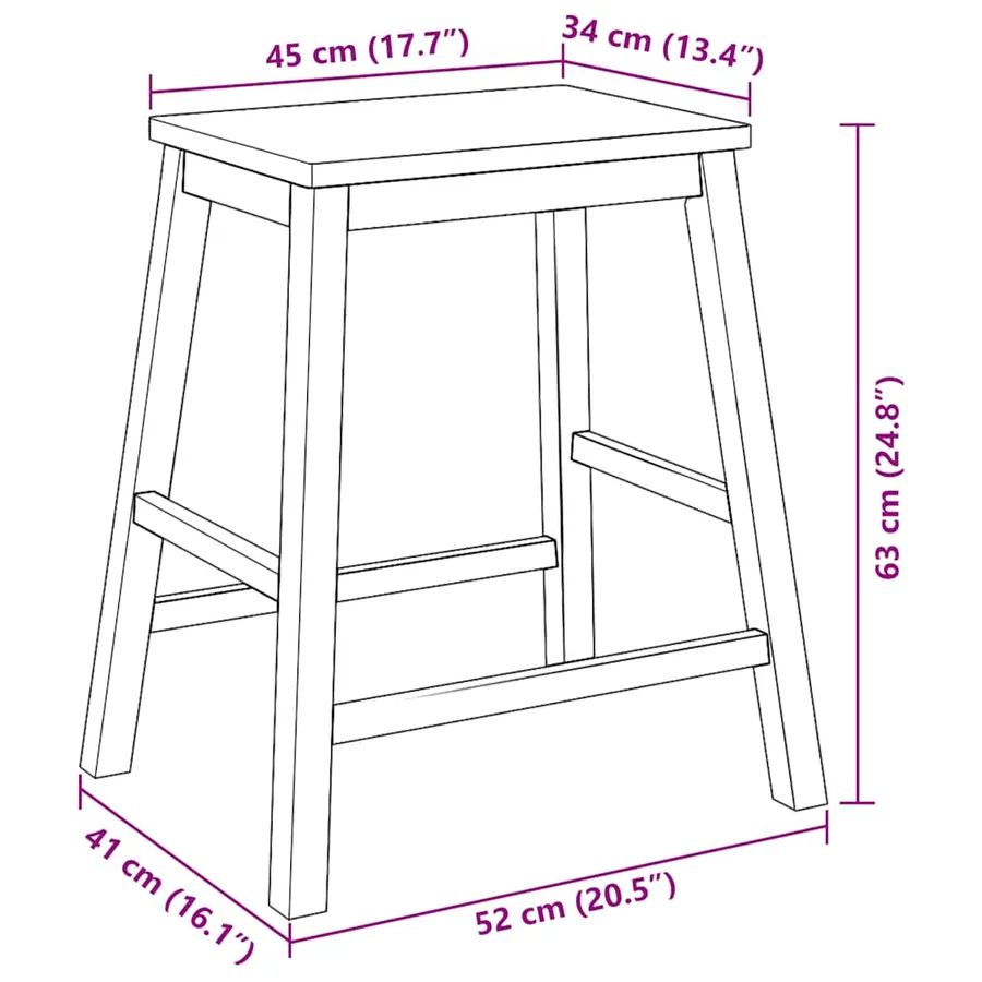 Chaises de bar 2 pcs blanc bois massif d'hévéa - 11