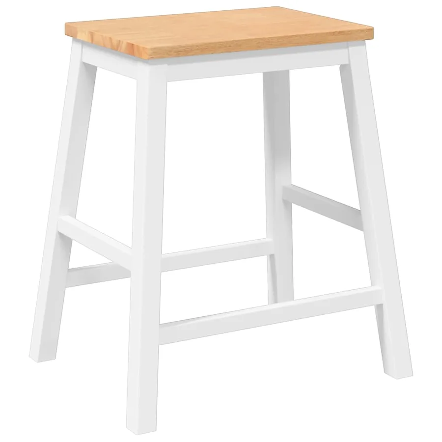 Chaises de bar 2 pcs blanc bois massif d'hévéa - 4