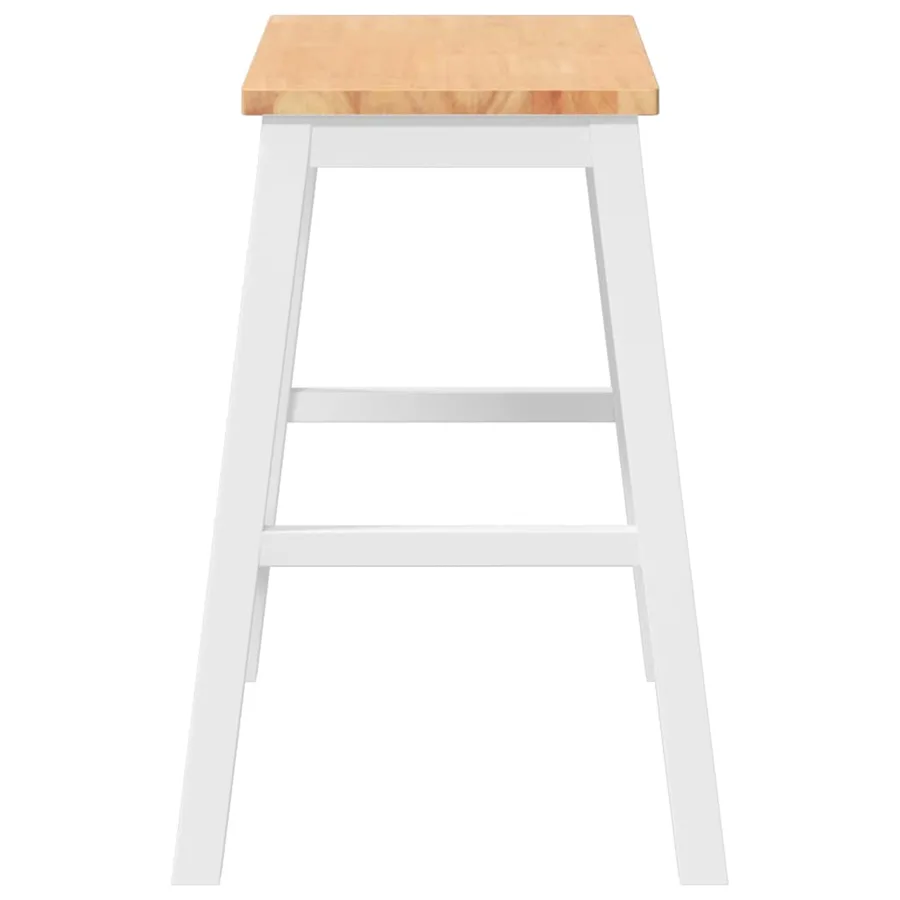 Chaises de bar 2 pcs blanc bois massif d'hévéa - 6