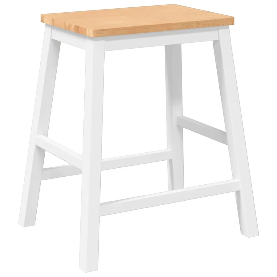 Chaises de bar 2 pcs blanc bois massif d'hévéa - 7