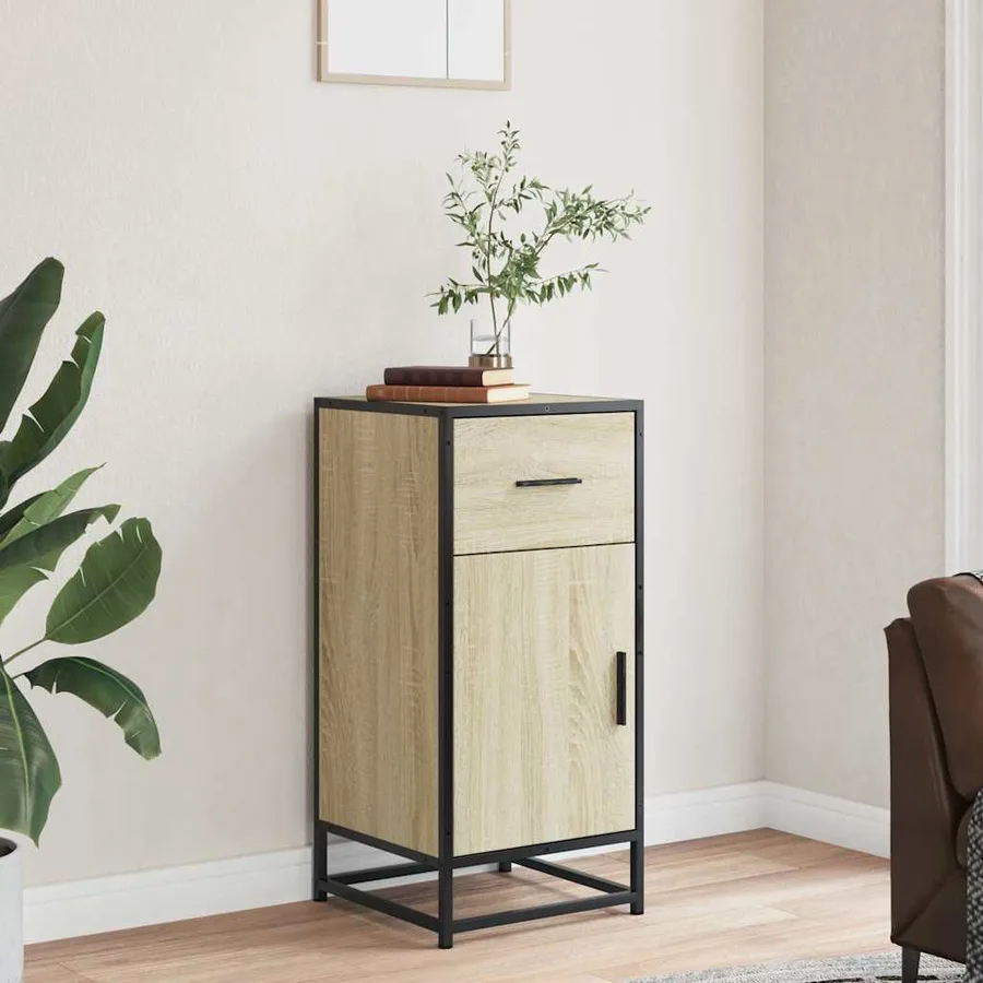 Buffet chêne sonoma 35,5x35x76 cm bois d'ingénierie et métal - 3