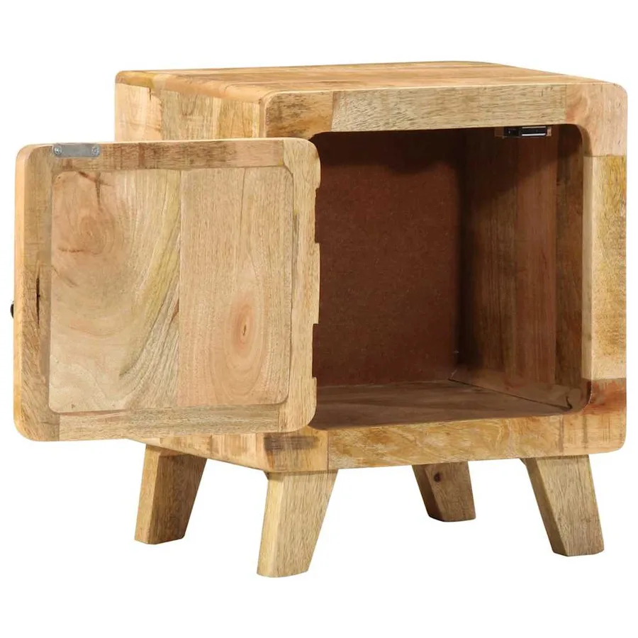 Table de chevet 2 pcs 40x32x46 cm bois massif de manguier brut - 5