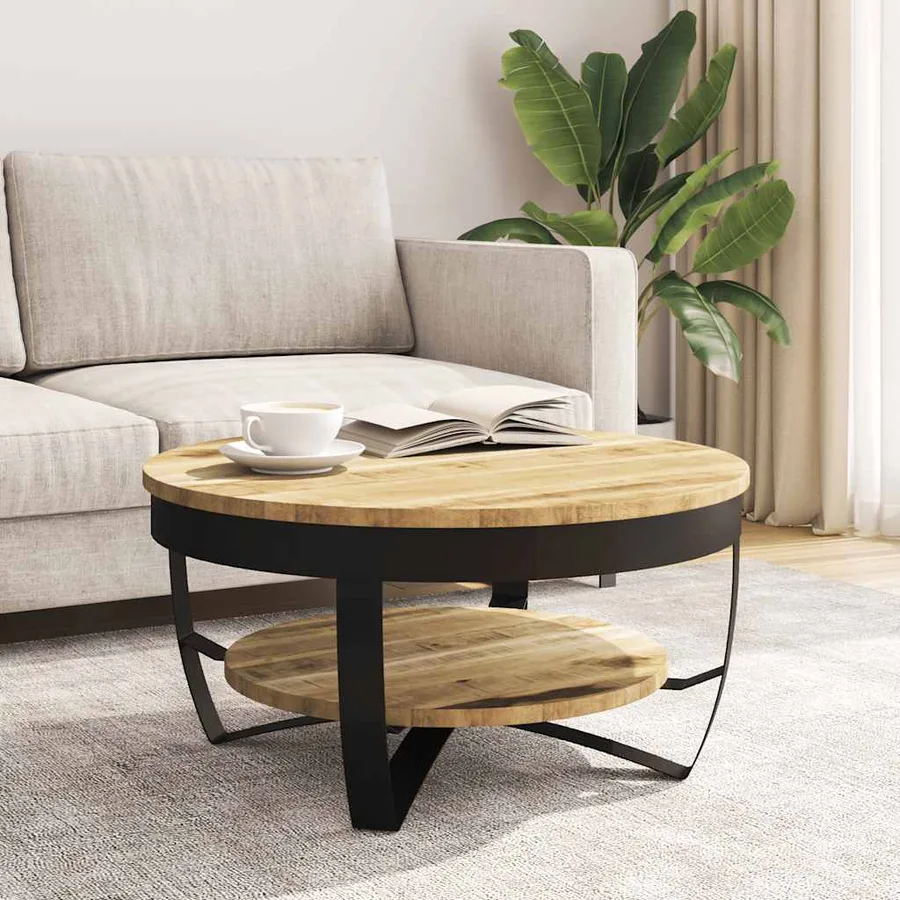 Table basse Bois massif de manguier brut 65x32 cm - 3