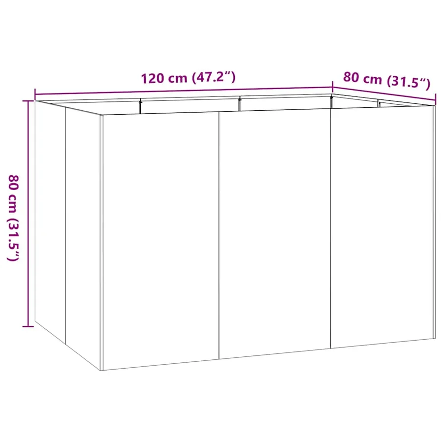 Jardinière 120x80x80 cm acier inoxydable - 9