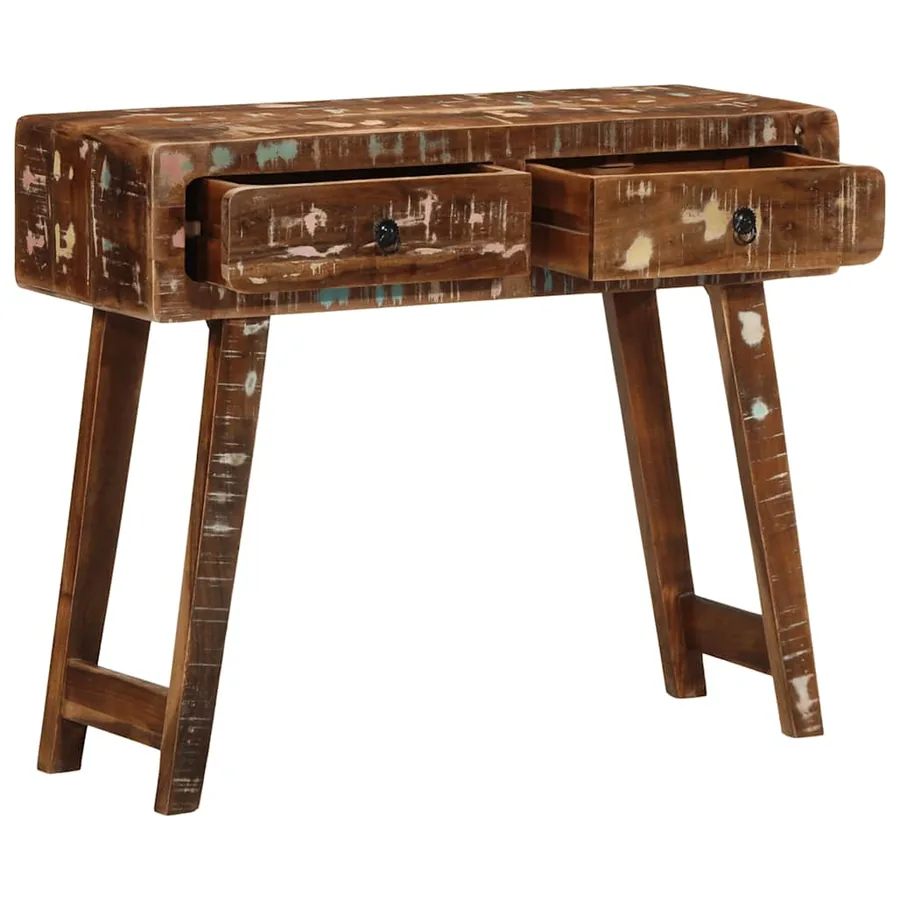 Table console 90x32x75 cm bois massif de récupération - 5