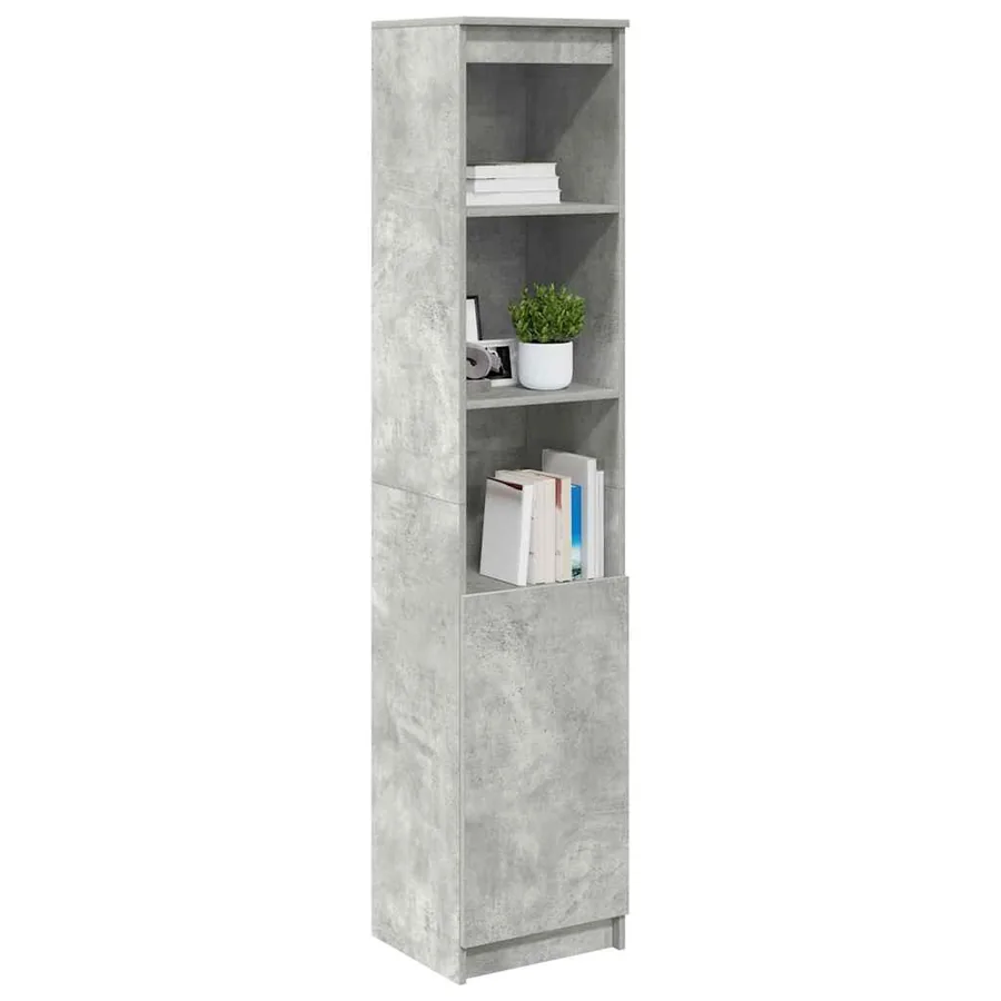 Buffet haut gris béton 37,5x35x180 cm bois d'ingénierie - 4