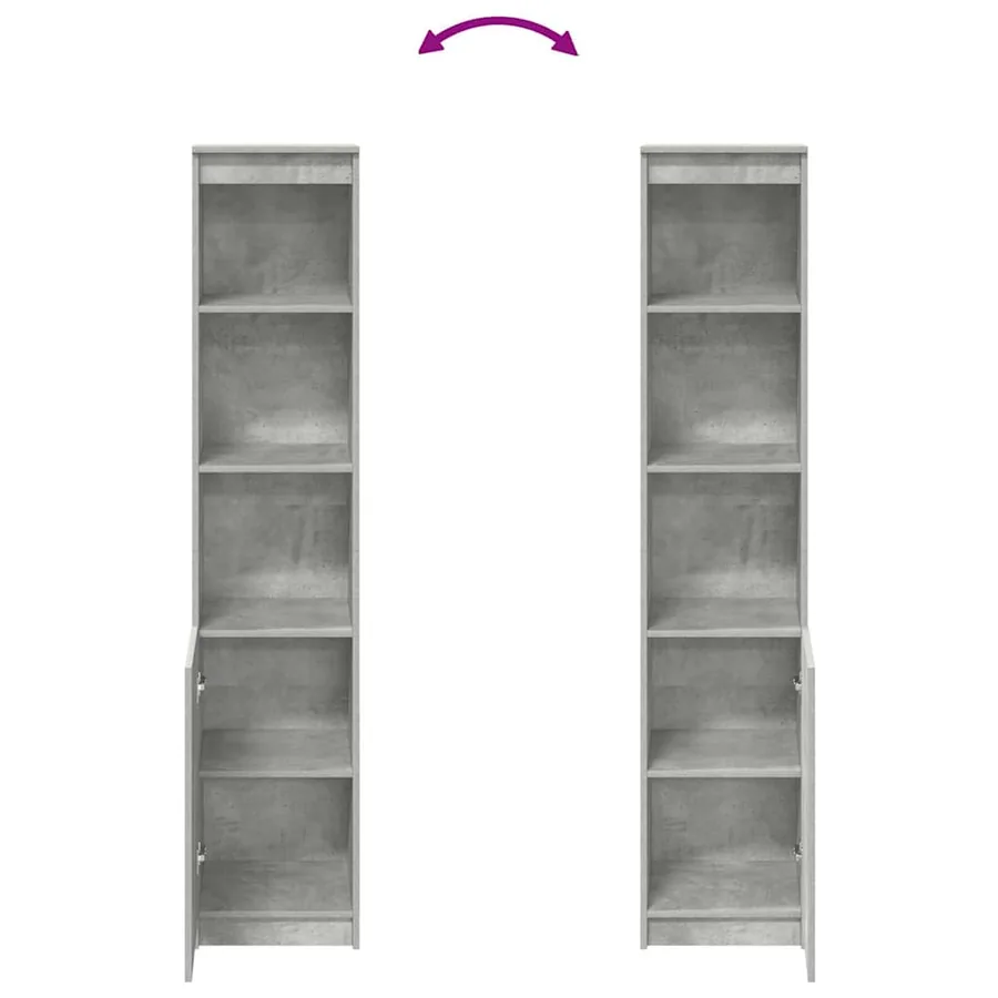 Buffet haut gris béton 37,5x35x180 cm bois d'ingénierie - 8