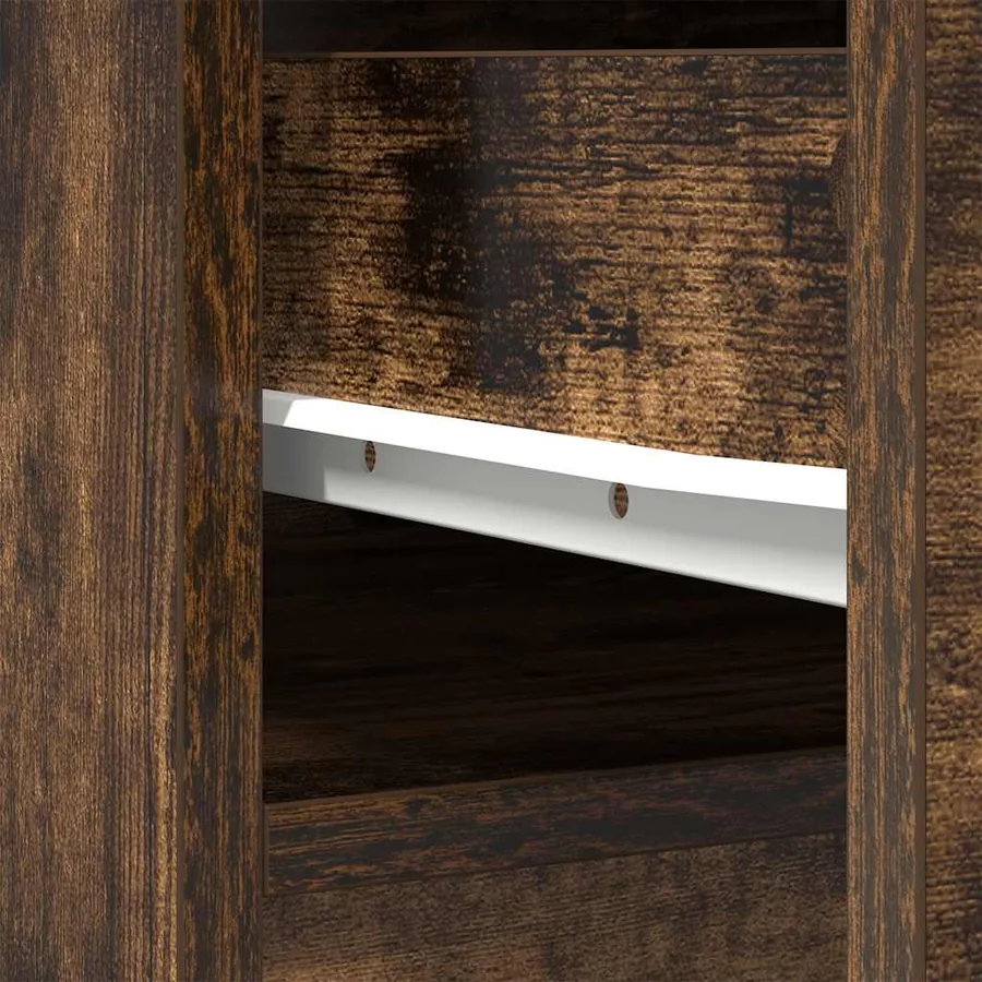Buffet haut chêne fumé 37,5x35x180 cm bois d'ingénierie - 10