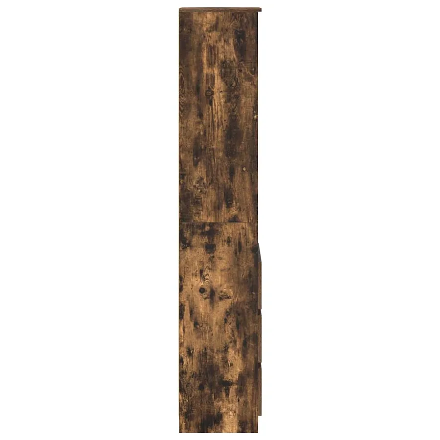 Buffet haut chêne fumé 37,5x35x180 cm bois d'ingénierie - 7
