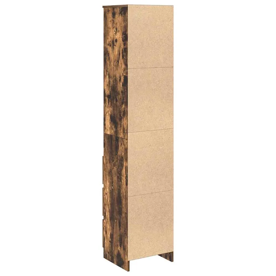 Buffet haut chêne fumé 37,5x35x180 cm bois d'ingénierie - 8