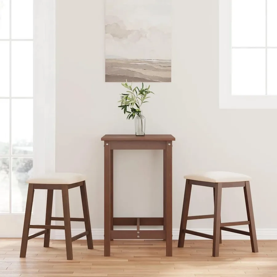 chaises de bar avec coussins 2 pcs marron bois massif d'hévéa