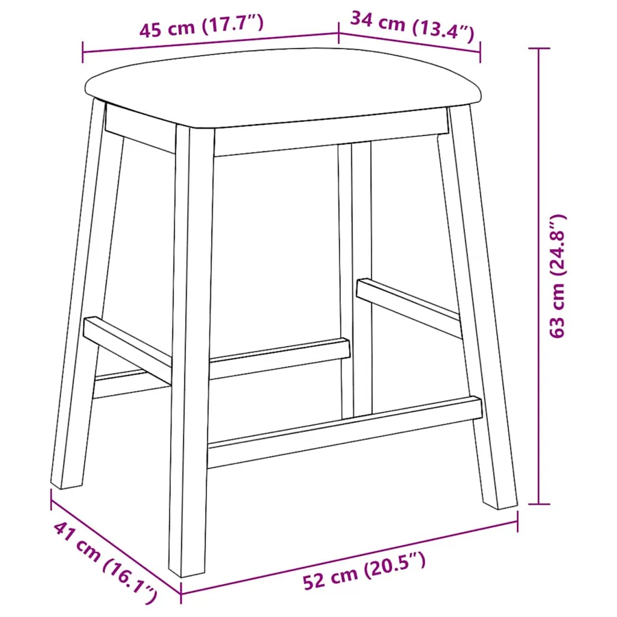 chaises de bar avec coussins 2 pcs marron bois massif d'hévéa - 11