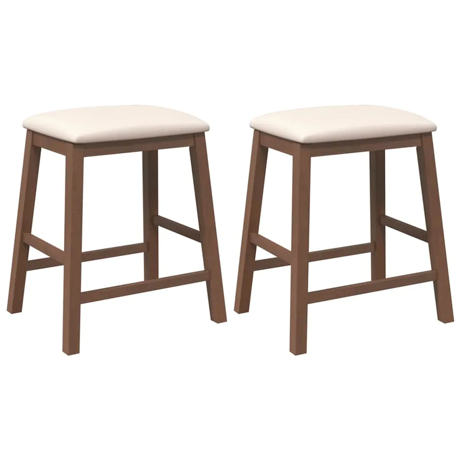 chaises de bar avec coussins 2 pcs marron bois massif d'hévéa - 2