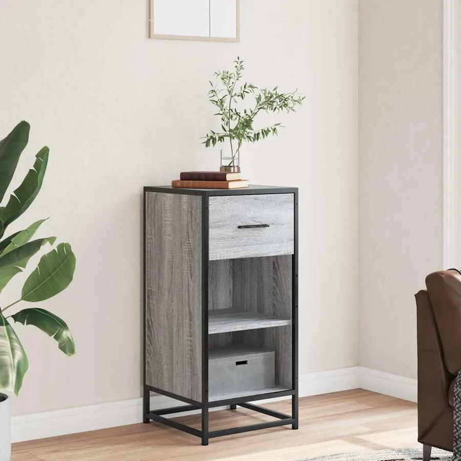 Buffet sonoma gris 35,5x35x76 cm bois d'ingénierie et métal - 3