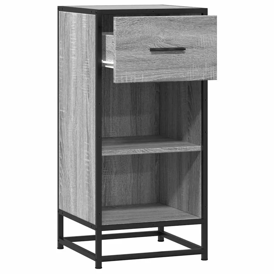 Buffet sonoma gris 35,5x35x76 cm bois d'ingénierie et métal - 5