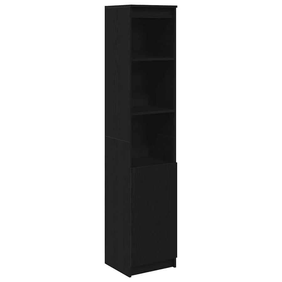 Buffet haut chêne noir 37,5x35x180 cm bois d'ingénierie - 2