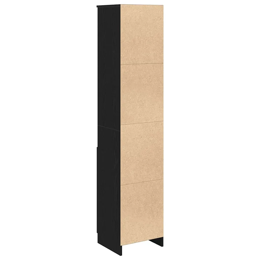 Buffet haut chêne noir 37,5x35x180 cm bois d'ingénierie - 7