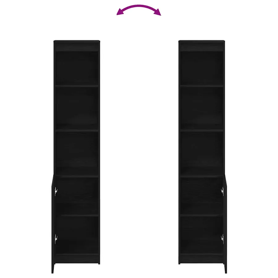Buffet haut chêne noir 37,5x35x180 cm bois d'ingénierie - 8