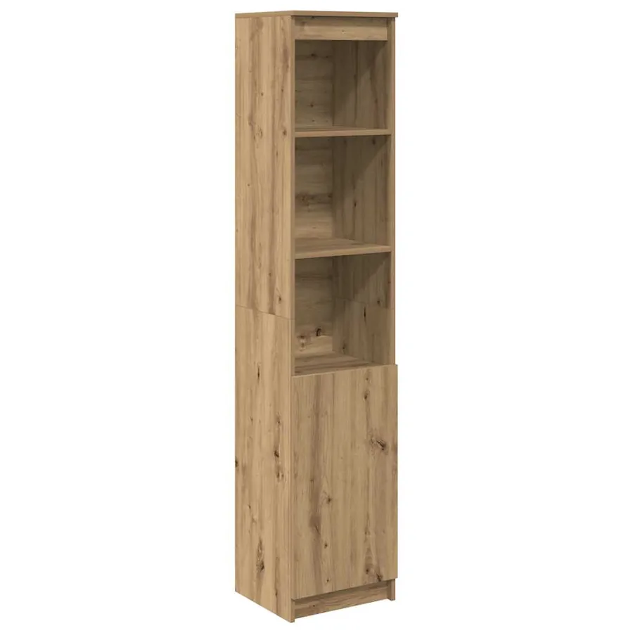 Buffet haut chêne artisanal 37,5x35x180 cm bois d'ingénierie - 2