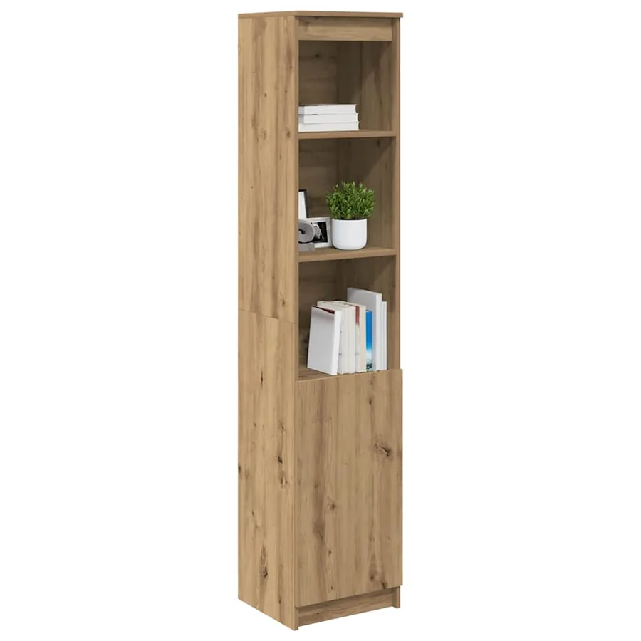 Buffet haut chêne artisanal 37,5x35x180 cm bois d'ingénierie - 4