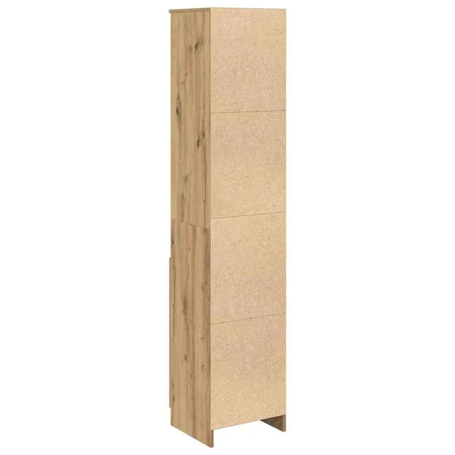 Buffet haut chêne artisanal 37,5x35x180 cm bois d'ingénierie - 7