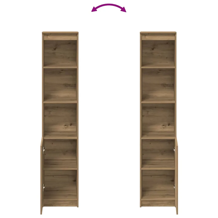 Buffet haut chêne artisanal 37,5x35x180 cm bois d'ingénierie - 8