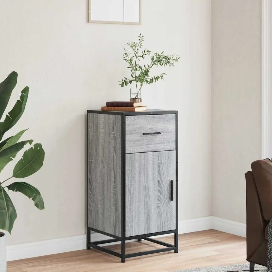 Buffet sonoma gris 35,5x35x76 cm bois d'ingénierie et métal - 3