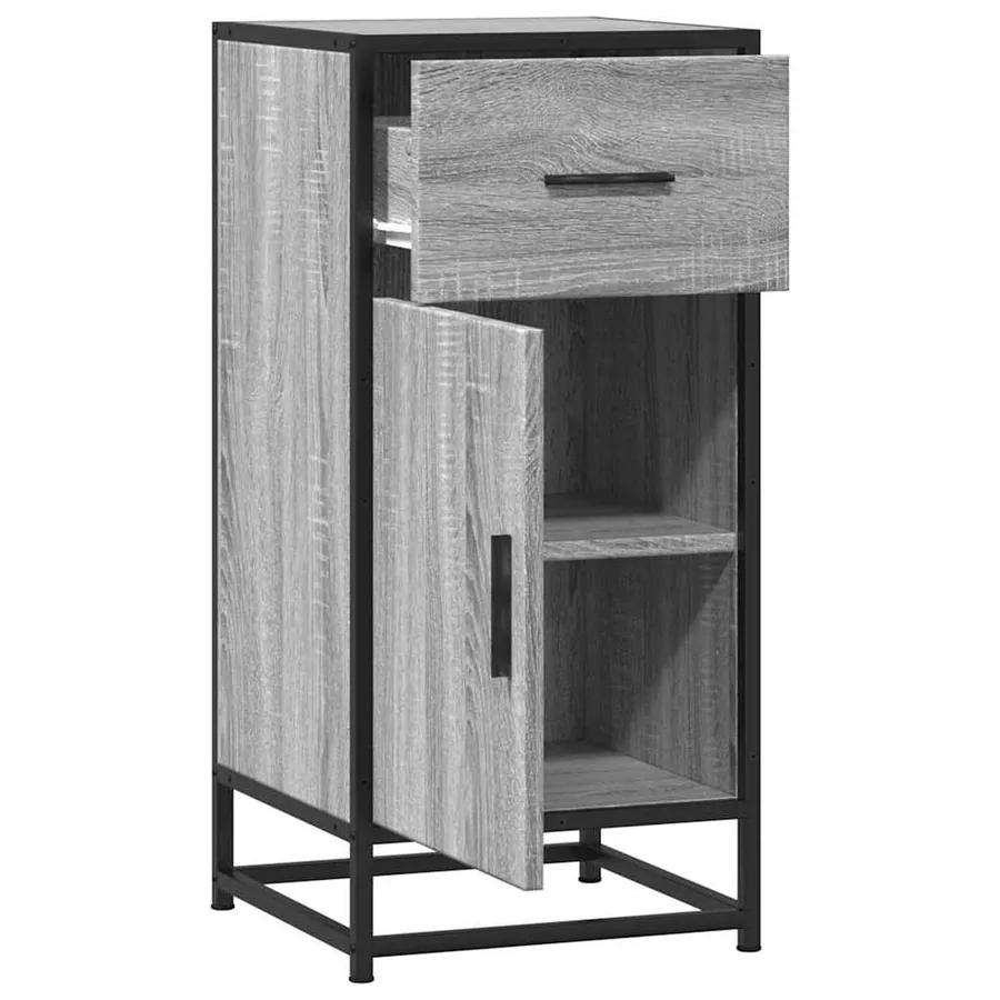 Buffet sonoma gris 35,5x35x76 cm bois d'ingénierie et métal - 5