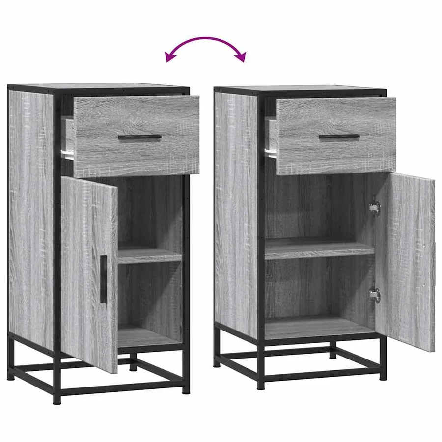 Buffet sonoma gris 35,5x35x76 cm bois d'ingénierie et métal - 8