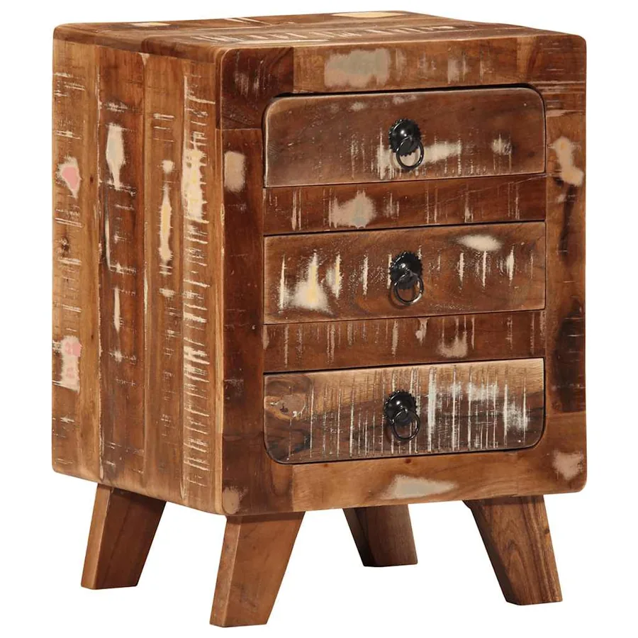 Table de chevet 37x32x50 cm bois massif de récupération - 13
