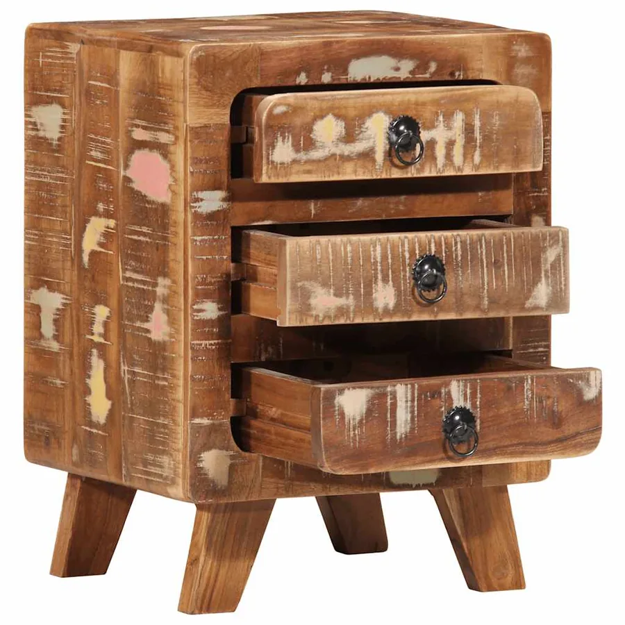 Table de chevet 37x32x50 cm bois massif de récupération - 5