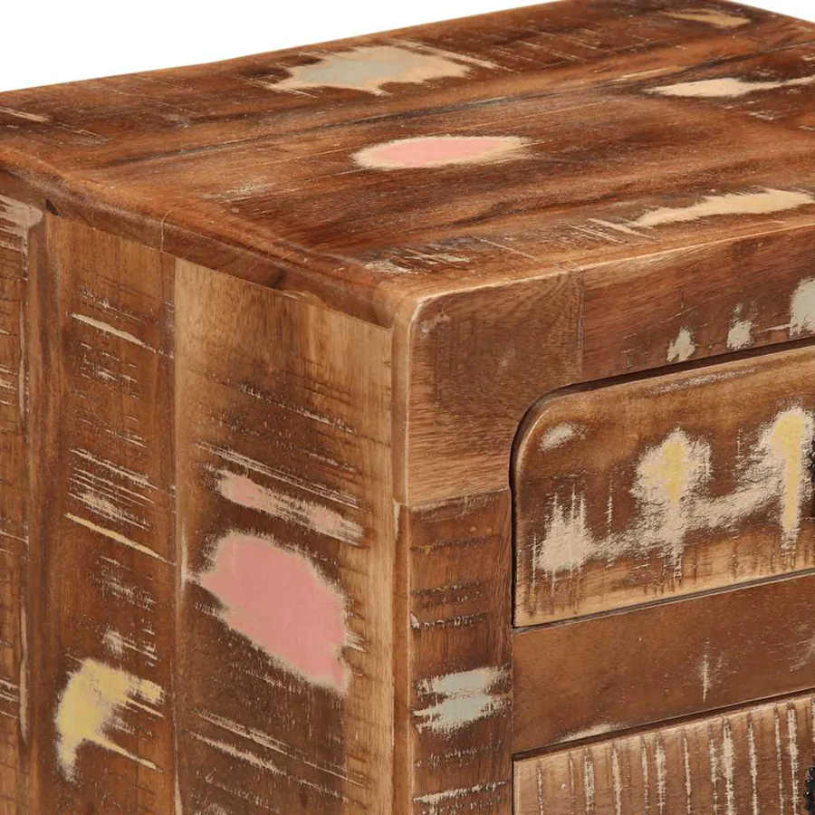 Table de chevet 37x32x50 cm bois massif de récupération - 6