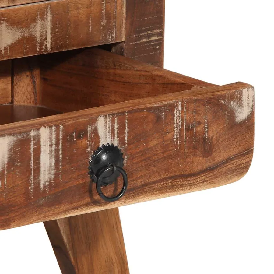 Table de chevet 37x32x50 cm bois massif de récupération - 7