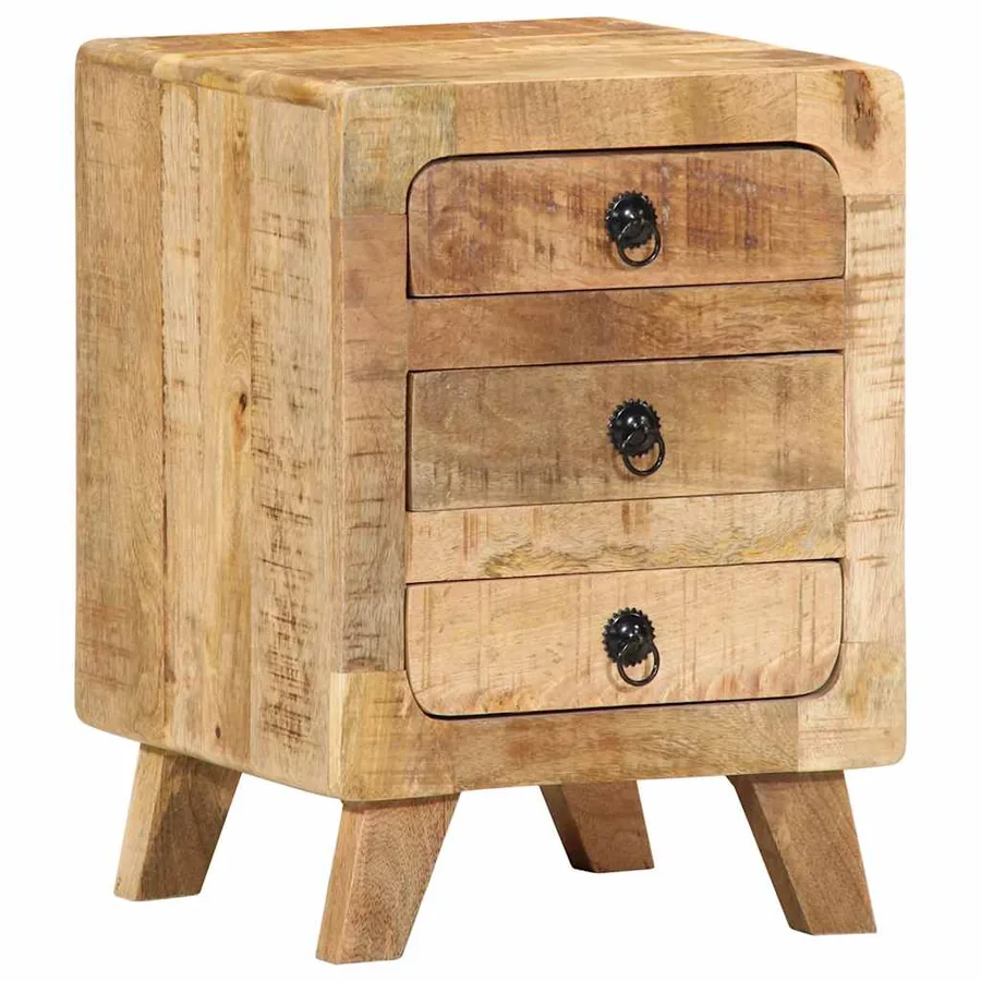 Table de chevet 37x32x50 cm bois de manguier massif brut