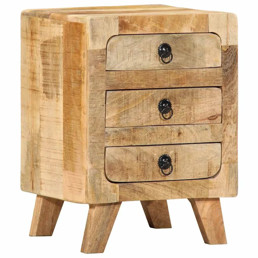 Table de chevet 37x32x50 cm bois de manguier massif brut - 12