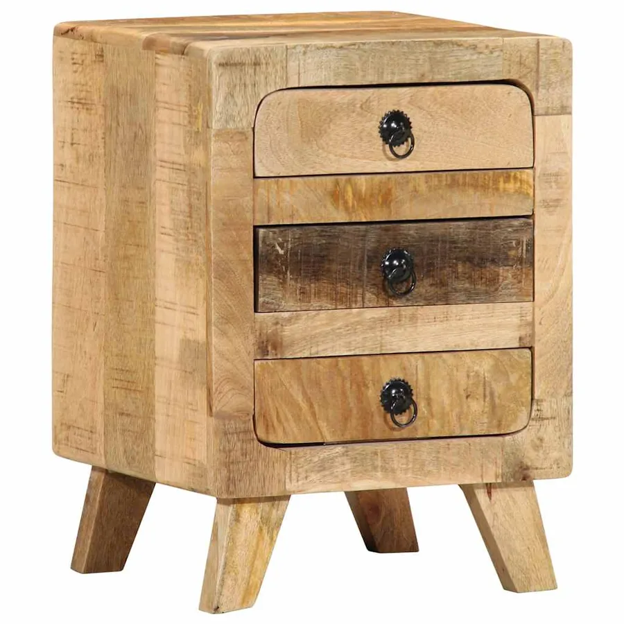 Table de chevet 37x32x50 cm bois de manguier massif brut - 13
