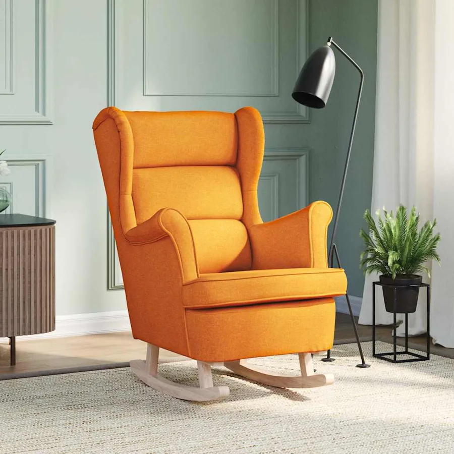Chaise à bascule jaune foncé 74x90x102 cm tissu