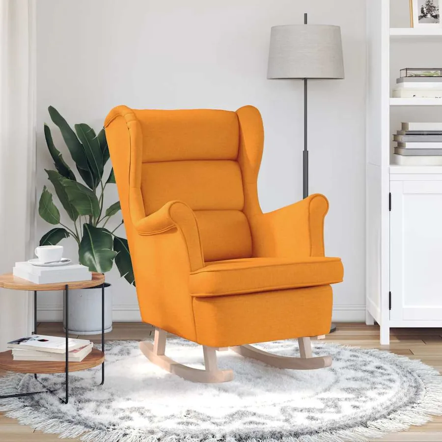 Chaise à bascule jaune foncé 74x90x102 cm tissu - 3